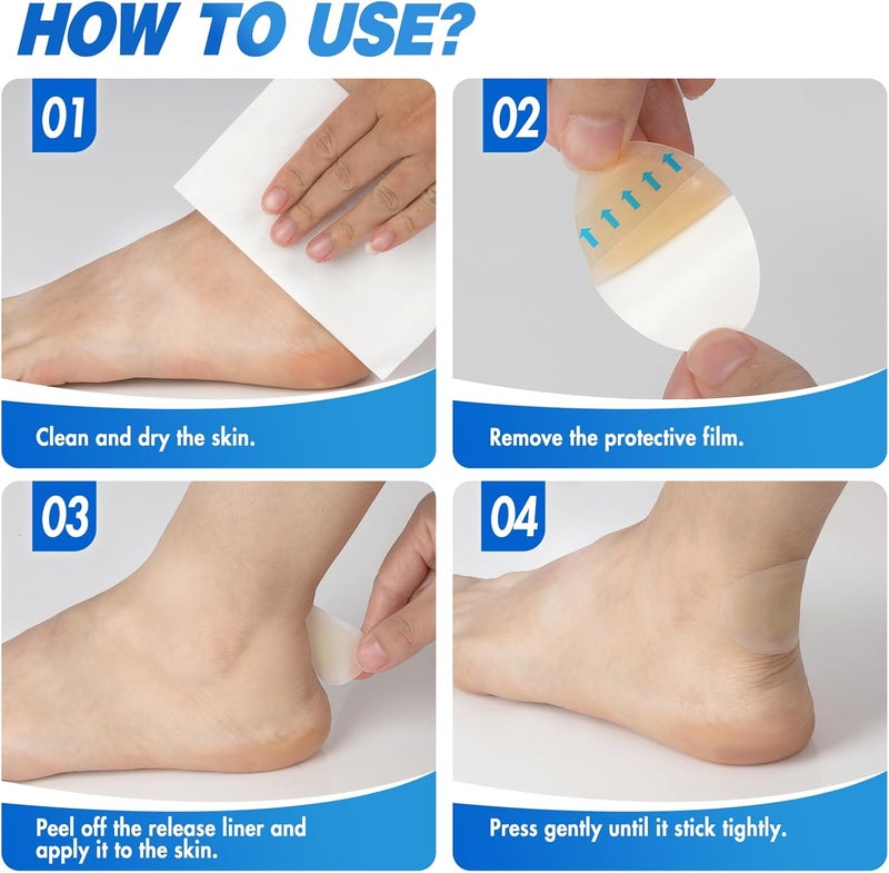Arme Hydrocolloid Bandages, 50Pcs Gel Blister Bandages for Feet, Waterproof Blister Pads Blister Cushions for Prevention & Recovery, Blister Bandaids for Heel Foot Toe Protection(4 Shape Variety Pack) - Image 3